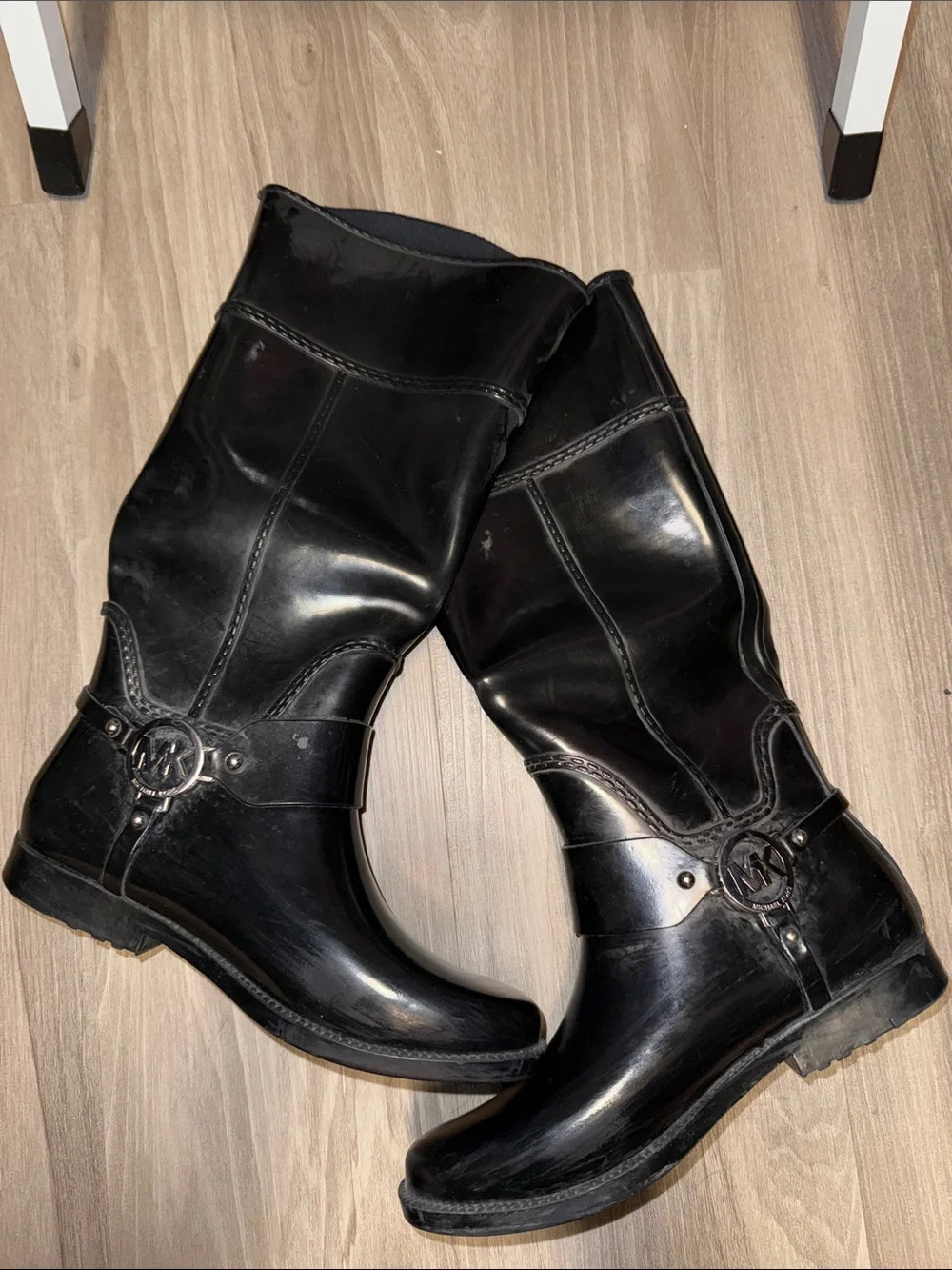 Michael Kors Black Patent Over-the-Knee Riding Boots